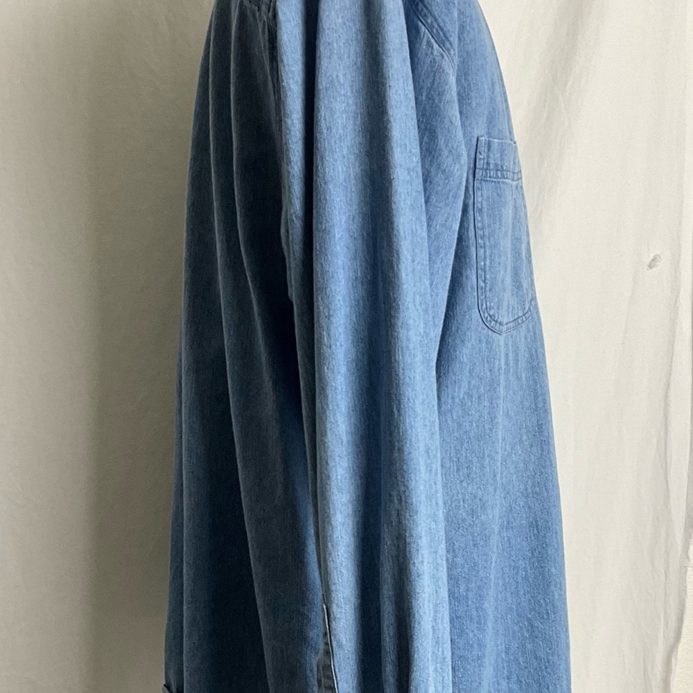 Vintage Harley Davidson Men’s Mandarin Collar Long Sleeve Shirt in Denim Blue - Picture 6 of 12